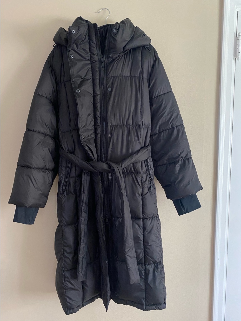 GAP Black Quilted Puffer Jacket with Detachable Hood